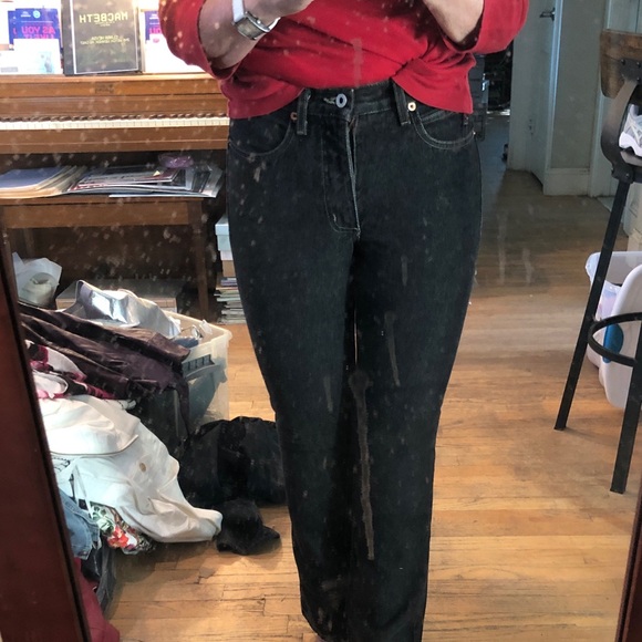 Guess black denim straight leg jeans
